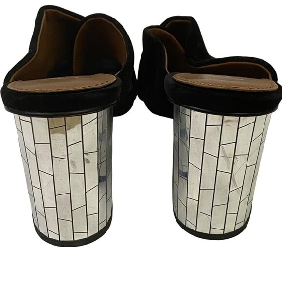 Lola Cruz Black Criss Cross Slip On Heeled Sandals Mirrored Heels Mosaic Size 39 - Picture 7 of 11